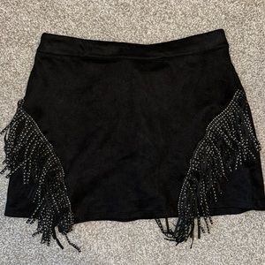 Soft black fringe skirt